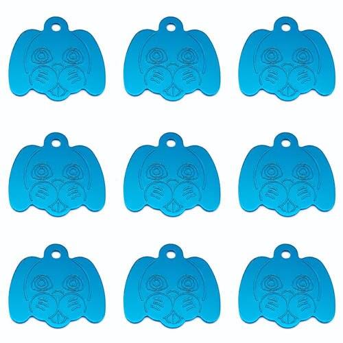 Wholesale pack of 100 personalized dog head pattern pet ID tags in various colors, showcasing their reflective and durable aluminum design.
